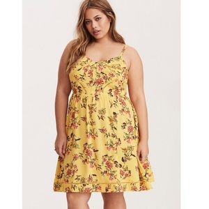Torrid Floral Crochet Inset Challis Sundress